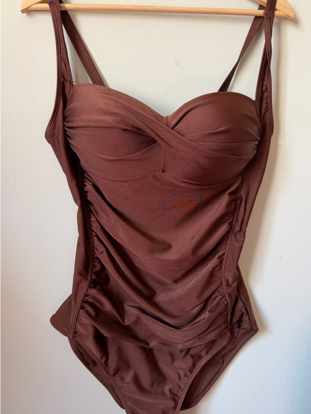 Betsey Johnson Brown Ruched One-Piece Swimsuit